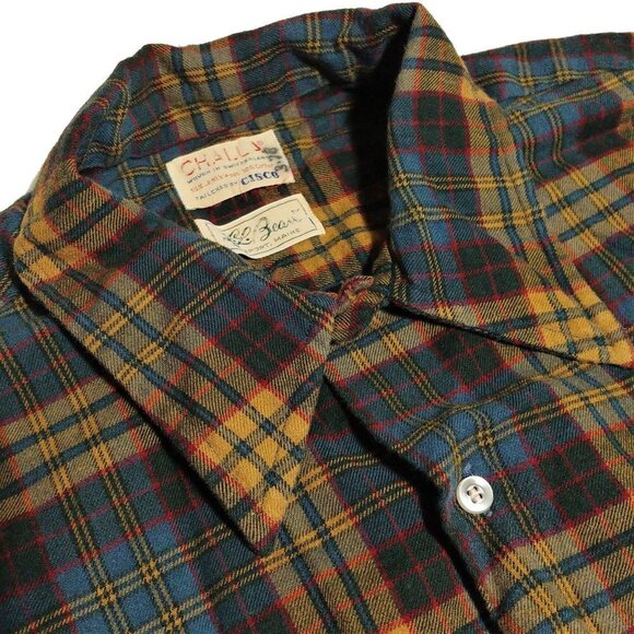 L.L. Bean 1950's Swiss Made Western Flannel Cotton Wool Button Down Shirt Sz L - Picture 2 of 13